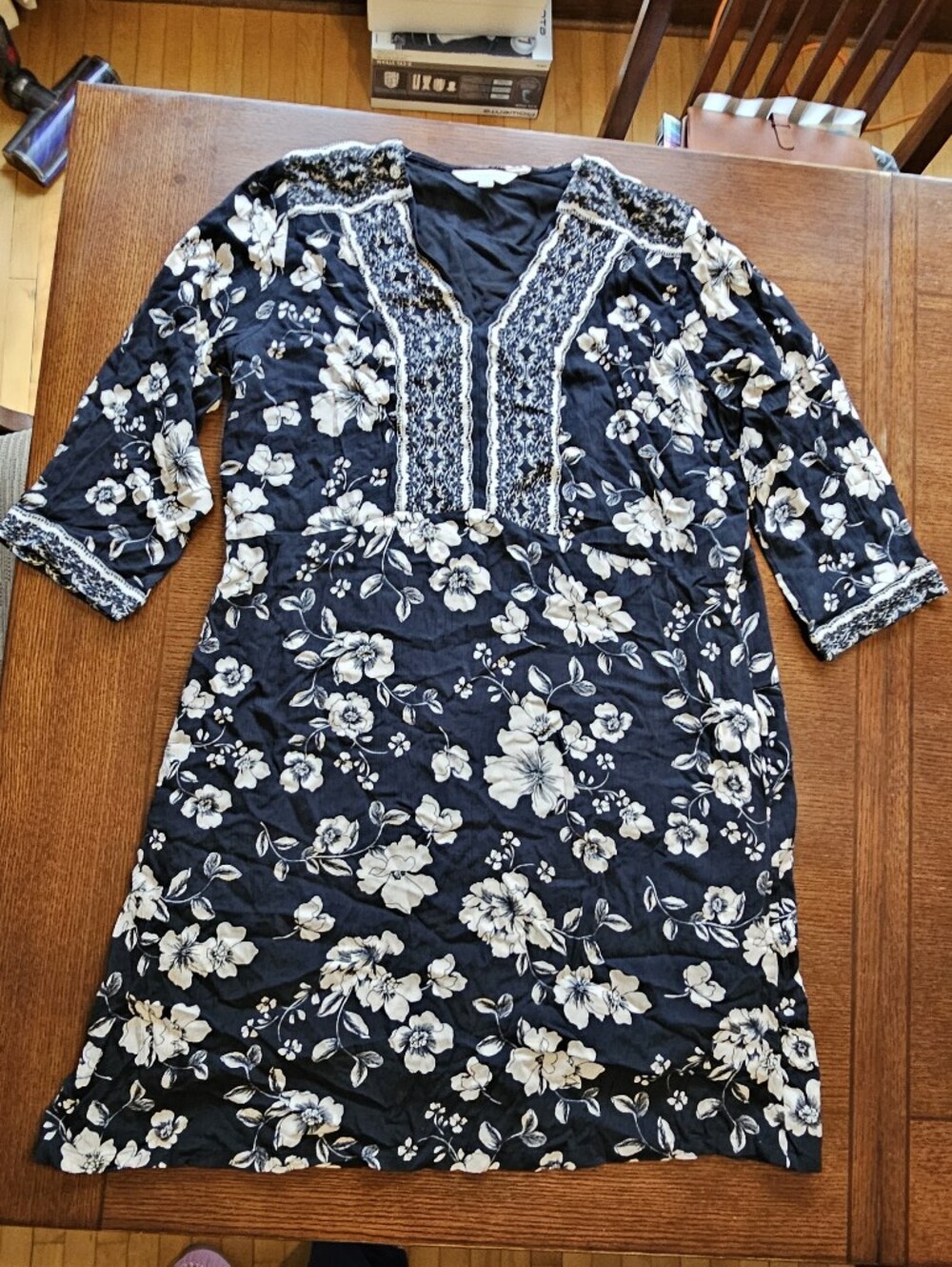 Garnet Hill 3/4 Sleeve Dress Large